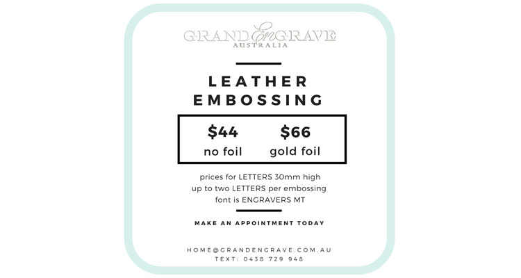 Leather Embossing by Grand Engrave Brisbane