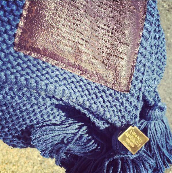Knitted Blanket w/ Engraved Leather Love Sonnet