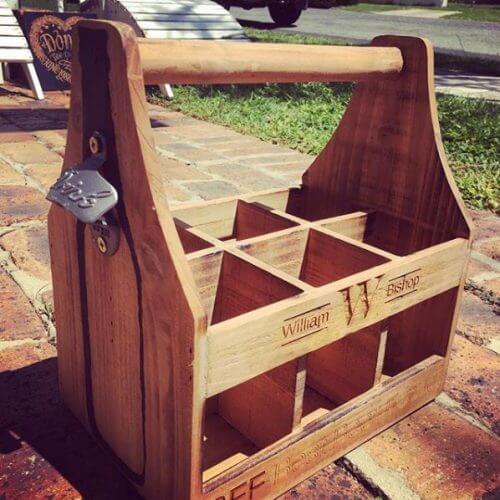 Wooden Beer Caddy Engraved Grand Engrave