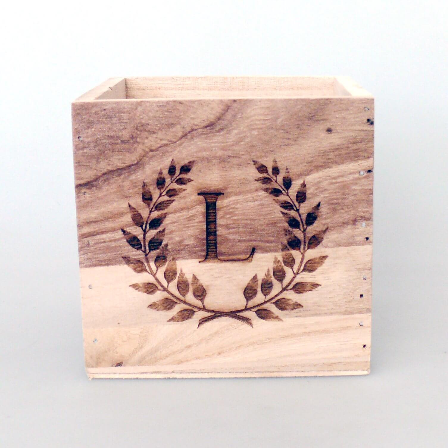 Small Personalised Wooden Plant Pot or Storage Box