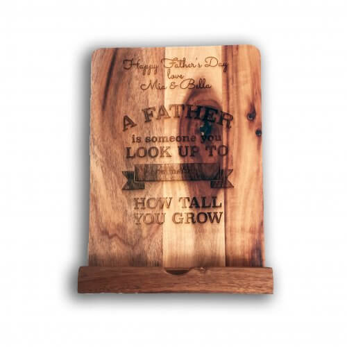 Father's Day Cookbook stand wooden personalised front view