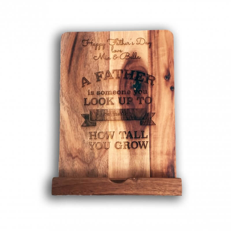 Personalised Father’s Day Gift: wooden cookbook / iPad stand