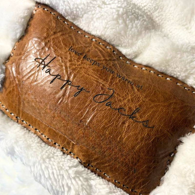 Custom Leather Patch Harper Throw Blanket