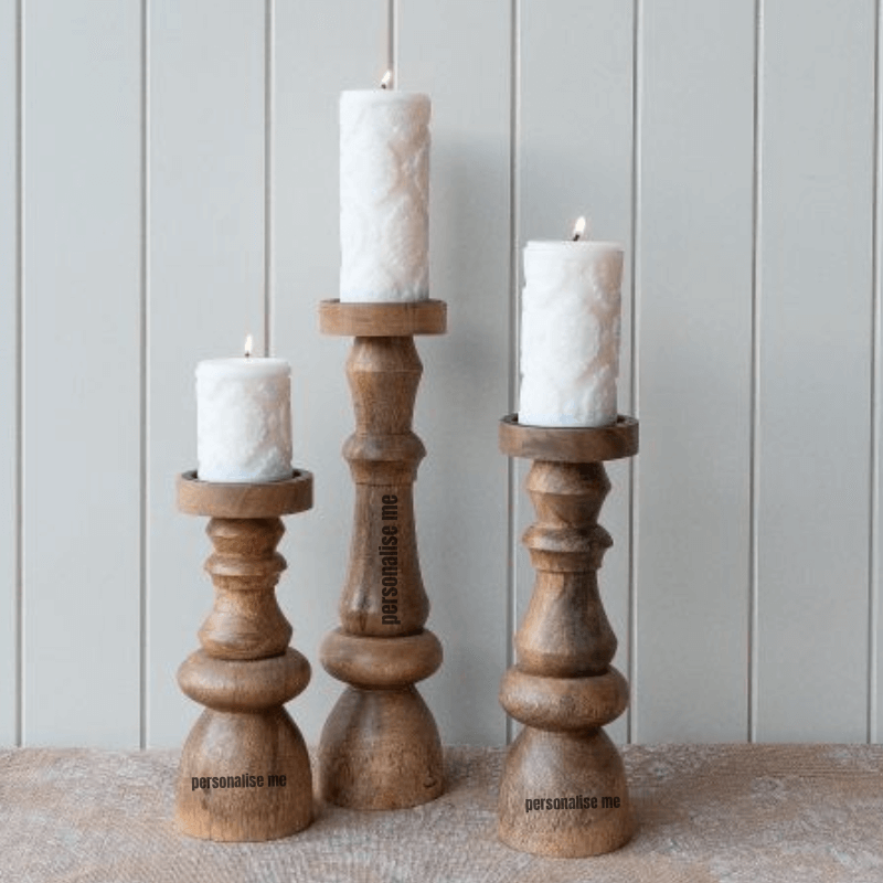 Delta Wooden Candle Stick – Natural Mango Wood (Large, 37.5 x 10 cm)